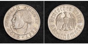 2 Reichsmark Germania nazista (1933-1945) Argento Martin Lutero