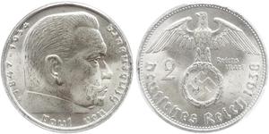 2 Reichsmark Germania nazista (1933-1945) Argento Paul von Hindenburg