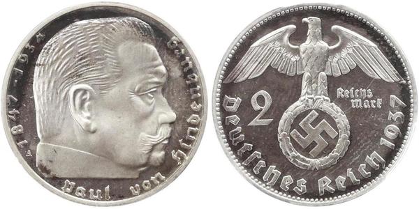 2 Reichsmark Germania nazista (1933-1945) Argento Paul von Hindenburg