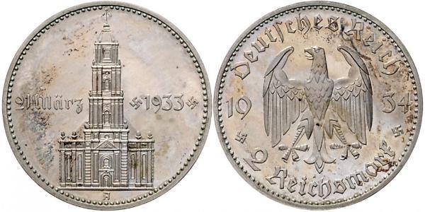 2 Reichsmark Germania nazista (1933-1945) Argento 