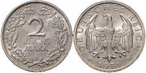 2 Reichsmark Repubblica di Weimar (1918-1933) Argento 