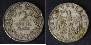 2 Reichsmark Repubblica di Weimar (1918-1933) Argento 