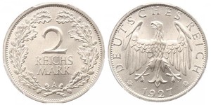 2 Reichsmark Repubblica di Weimar (1918-1933) Argento 