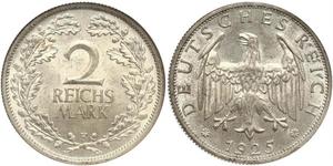 2 Reichsmark Repubblica di Weimar (1918-1933) Argento 