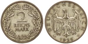 2 Reichsmark Repubblica di Weimar (1918-1933) Argento 