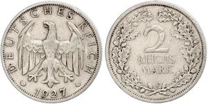 2 Reichsmark Repubblica di Weimar (1918-1933) Argento 