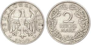2 Reichsmark Repubblica di Weimar (1918-1933) Argento 