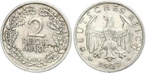 2 Reichsmark Repubblica di Weimar (1918-1933) Argento 