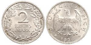 2 Reichsmark Repubblica di Weimar (1918-1933) Argento 