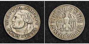 2 Reichsmark Alemania nazi (1933-1945) Plata Martín Lutero