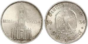 2 Reichsmark Alemania nazi (1933-1945) Plata 