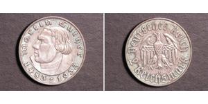 2 Reichsmark Alemania nazi (1933-1945) Plata Martín Lutero