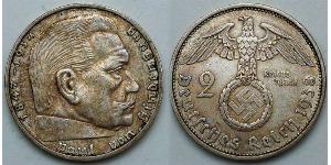 2 Reichsmark Alemania nazi (1933-1945) Plata Paul von Hindenburg