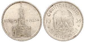 2 Reichsmark Alemania nazi (1933-1945) Plata 