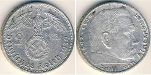 2 Reichsmark Alemania nazi (1933-1945) Plata Paul von Hindenburg