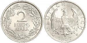 2 Reichsmark República de Weimar (1918-1933) Plata 