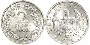 2 Reichsmark República de Weimar (1918-1933) Plata 