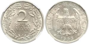 2 Reichsmark República de Weimar (1918-1933) Plata 