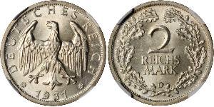2 Reichsmark República de Weimar (1918-1933) Plata 