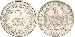 2 Reichsmark República de Weimar (1918-1933) Plata 