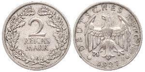 2 Reichsmark República de Weimar (1918-1933) Plata 