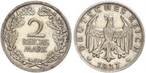 2 Reichsmark República de Weimar (1918-1933) Plata 