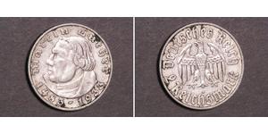 2 Reichsmark Deutsches Reich (1933-1945) Silber Martin Luther