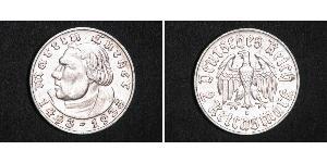 2 Reichsmark Deutsches Reich (1933-1945) Silber Martin Luther
