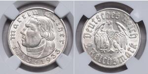 2 Reichsmark Deutsches Reich (1933-1945) Silber Martin Luther