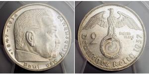 2 Reichsmark Deutsches Reich (1933-1945) Silber Paul von Hindenburg