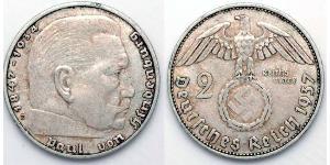 2 Reichsmark Deutsches Reich (1933-1945) Silber Paul von Hindenburg