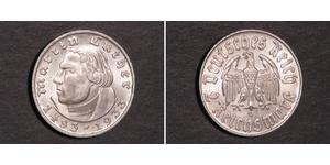 2 Reichsmark Deutsches Reich (1933-1945) Silber Martin Luther