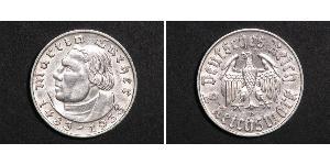 2 Reichsmark Deutsches Reich (1933-1945) Silber Martin Luther