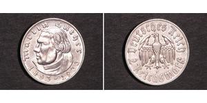 2 Reichsmark Deutsches Reich (1933-1945) Silber Martin Luther