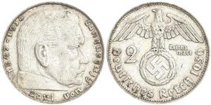 2 Reichsmark Deutsches Reich (1933-1945) Silber Paul von Hindenburg