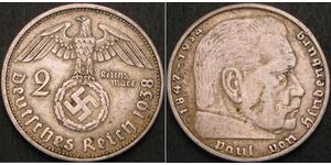 2 Reichsmark Deutsches Reich (1933-1945) Silber Paul von Hindenburg