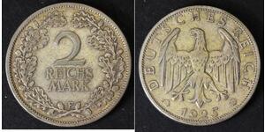 2 Reichsmark Weimarer Republik (1918-1933) Silber 