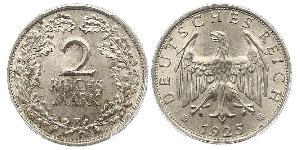2 Reichsmark Weimarer Republik (1918-1933) Silber 