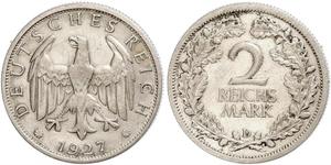 2 Reichsmark Weimarer Republik (1918-1933) Silber 