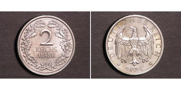 2 Reichsmark Weimarer Republik (1918-1933) Silber 