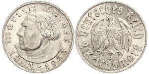 2 Reichsmark Nazi Germany (1933-1945) Silver Martin Luther