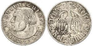 2 Reichsmark Nazi Germany (1933-1945) Silver Martin Luther