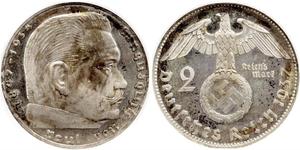 2 Reichsmark Nazi Germany (1933-1945) Silver Paul von Hindenburg