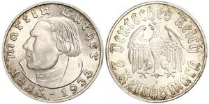 2 Reichsmark Nazi Germany (1933-1945) Silver Martin Luther