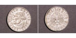 2 Reichsmark Nazi Germany (1933-1945) Silver Martin Luther