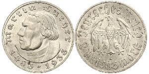 2 Reichsmark Nazi Germany (1933-1945) Silver Martin Luther