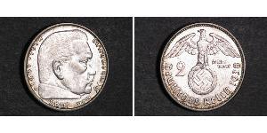 2 Reichsmark Nazi Germany (1933-1945) Silver Paul von Hindenburg