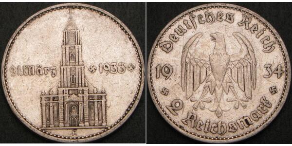 2 Reichsmark Nazi Germany (1933-1945) Silver 