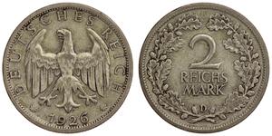 2 Reichsmark Weimar Republic (1918-1933) Silver 