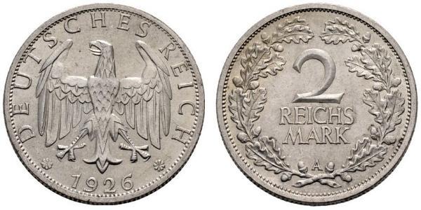 2 Reichsmark Weimar Republic (1918-1933) Silver 